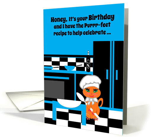 Birthday Husband Humorous Cute Kitty Cat Chef card (1199028)