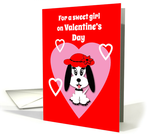 Step Daughter Valentine's Cute Dog with Red Floppy Hat card (1201150)