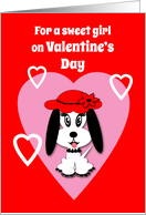 Goddaughter Valentine’s Cute Dog with Red Floppy Hat card
