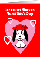 Niece Valentine’s Day Cute Dog with Red Floppy Hat card