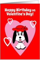 Birthday Valentine’s Day Cute Dog with Red Floppy Hat card