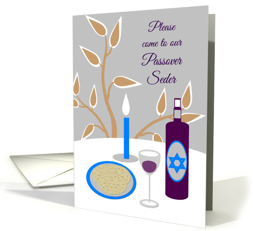 Invitation Passover Seder Kosher Wine and Matzah card (1201952)