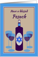 Passover Blessings Kosher Wine and Four Glasses card