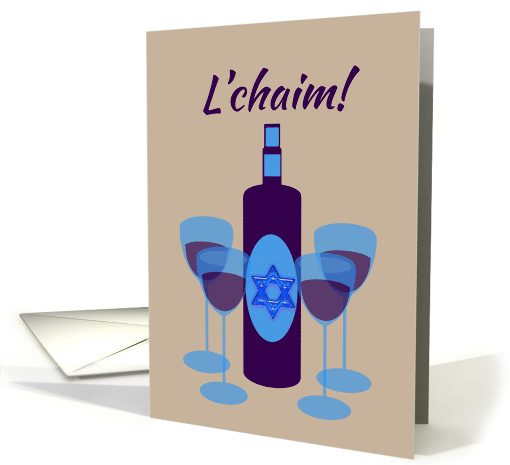 Passover L'chaim Kosher Wine and Four Glasses card (1203742)