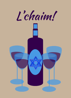 Passover L'chaim Kosher Wine and Four Glasses