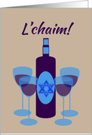 Passover Birthday L’chaim Jewish Toast Kosher Wine and Four Glasses card
