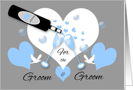 Gay Wedding Congratulations Champagne, Hearts, Doves and Bubbles card
