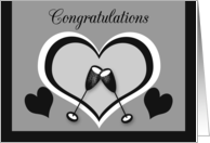 Anniversary Congratulations Toasting Champagne Glasses with Hearts card