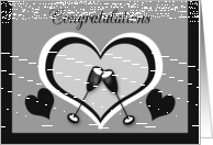 Wedding Congratulations Toasting Champagne Glasses with Hearts card