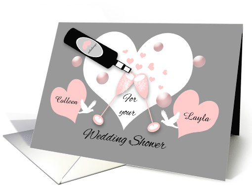 Lesbian Wedding Shower Custom Name Champagne, Hearts,... (1209386)