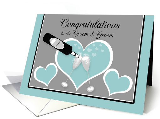 Congratulations Gay Wedding Brother Champagne and Hearts card