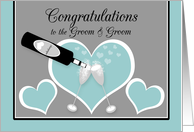 Congratulations Gay Wedding Brother Champagne and Hearts card
