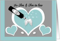 Congratulations Gay Wedding Son Champagne and Hearts card