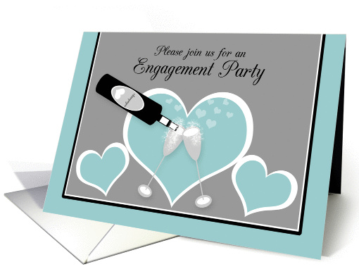 Invitation Engagement Party Champagne Toast and Hearts card (1215338)