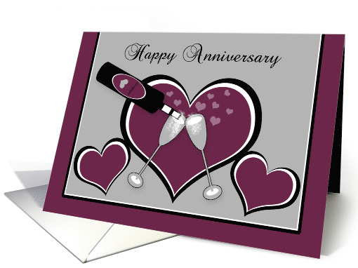 Anniversary General Bubbly Champagne Toast and Hearts card (1220362)