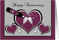 Anniversary General Bubbly Champagne Toast and Hearts card