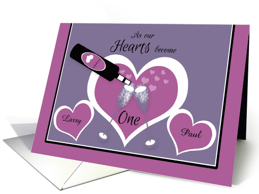 Invitation Gay Wedding Custom Champagne Toast and Hearts card