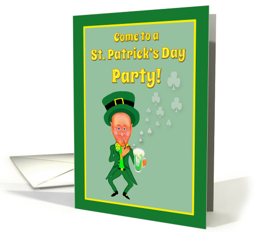 Invitation St. Patrick's Day Leprechaun w Pipe and Green Beer card
