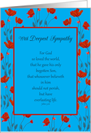 Sympathy Religious Scripture John 3:16 in Red Poppy Frame card