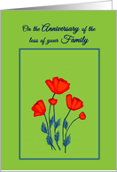 Remembrance Death Anniversary for Loss of Family Beautiful Red Poppy Flowers card