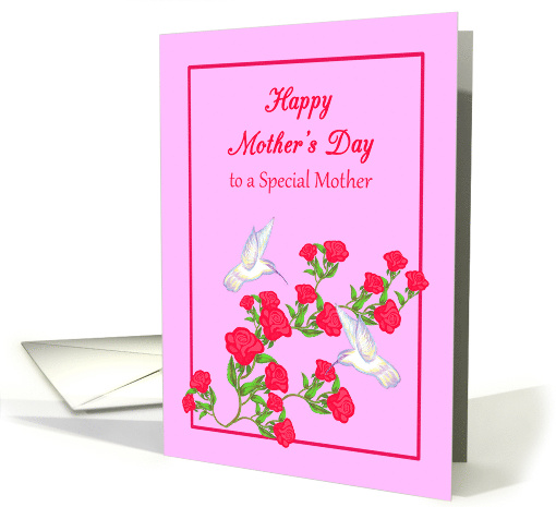 Mom Mother's Day White Hummingbirds and Red Roses card (1228162)