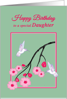 Daughter Birthday White Hummingbirds on Cherry Blossom Branch card