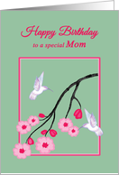 Mother Birthday White Hummingbirds on Cherry Blossom Branch card