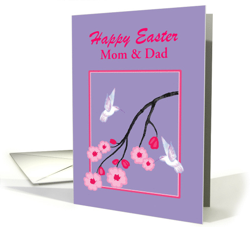 Easter Custom White Hummingbirds on Cherry Blossom Branch card