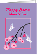 Easter Custom White Hummingbirds on Cherry Blossom Branch card