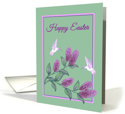 Easter White Hummingbirds on Lilac Tree Branch card (1243652)