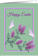 Easter White Hummingbirds on Lilac Tree Branch card