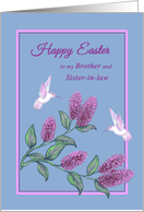 Easter for Brother and Wife White Hummingbirds on Lilac Tree Branch card