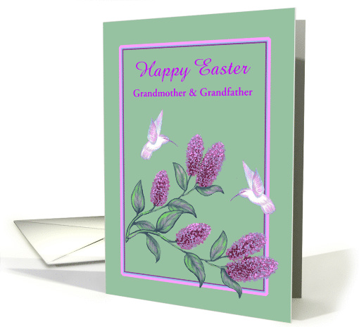 Grandparents Easter Custom White Hummingbirds on Lilac... (1243690)