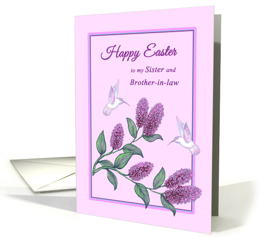Easter Sister and Brother in law White Hummingbirds on Lilac Tree card