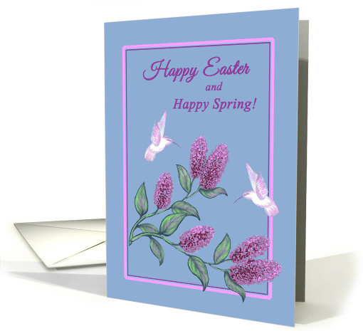 Easter Spring White Hummingbirds on Lilac Tree card (1243764)