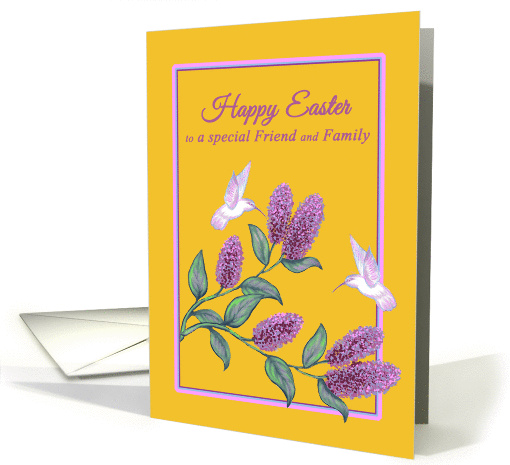 Easter for Friend and Family White Hummingbirds on Lilac Tree card