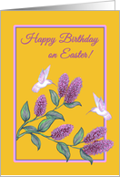Easter Birthday White Hummingbirds on Lilac Tree card