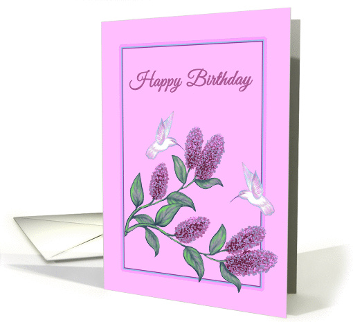 Birthday Flowers White Hummingbirds on Lilac Tree card (1244940)