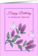 Birthday From All White Hummingbirds on Lilac Tree Branch card