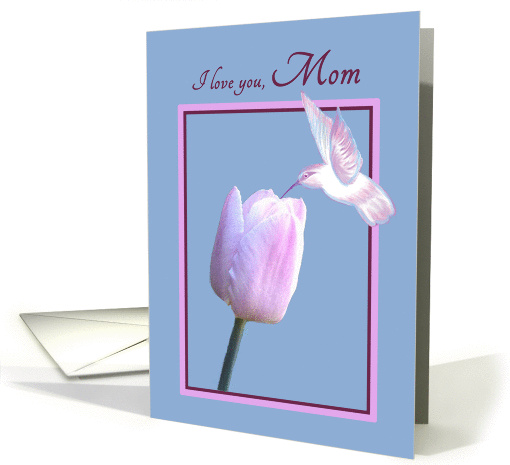 Birthday for Mom Beautiful White Hummingbird on Tulip card (1245260)