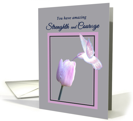 Get Well for Mom Cancer Beautiful White Hummingbird on Tulip card