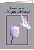Get Well for Mom Cancer Beautiful White Hummingbird on Tulip card