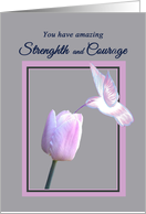 Get Well Cancer Strength and Courage White Hummingbird on Tulip card