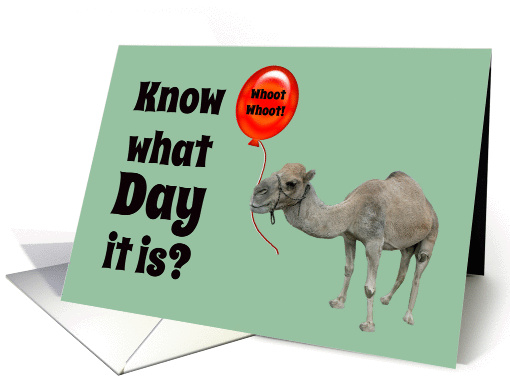 Hump Day Funny Camel with Big Red Balloon card (1248686)