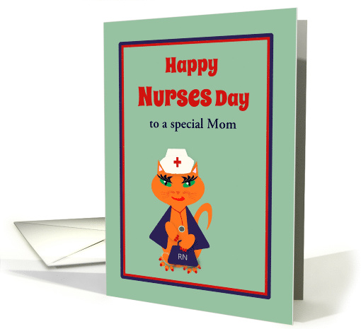 Nurses Day Custom Mother Cute Kitty Cat Nurse card (1252658)
