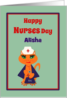 Nurses Day Custom Name Cute Kitty Cat Nurse card