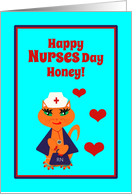 Nurses Day Wife Cute Kitty Cat Nurse with Hearts card