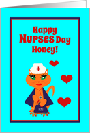 Nurses Day Daughter Cute Kitty Cat Nurse with Hearts card