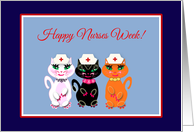 Nurses Week for Group Cute Kitty Cat Nurses in Red, White and Blue card