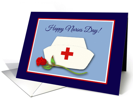 Nurses Day Female Nurses Cap with Red Rose Illustration card (1254400)